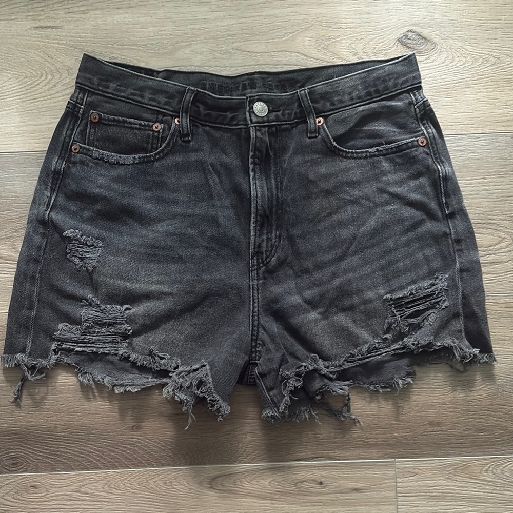 American Eagle Distressed Black Denim Shorts